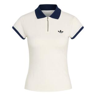撞色修身半拉链运动短袖POLO衫女装夏季新款adidas阿迪达斯三叶草