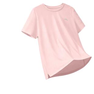 安踏短袖女t恤粉色夏季新款速干衣显瘦吸汗透气羽毛球服运动上衣