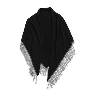 东雍 赏心乐事谁家院 纯手工缝制羊皮流苏羊绒针织围巾披肩三角巾