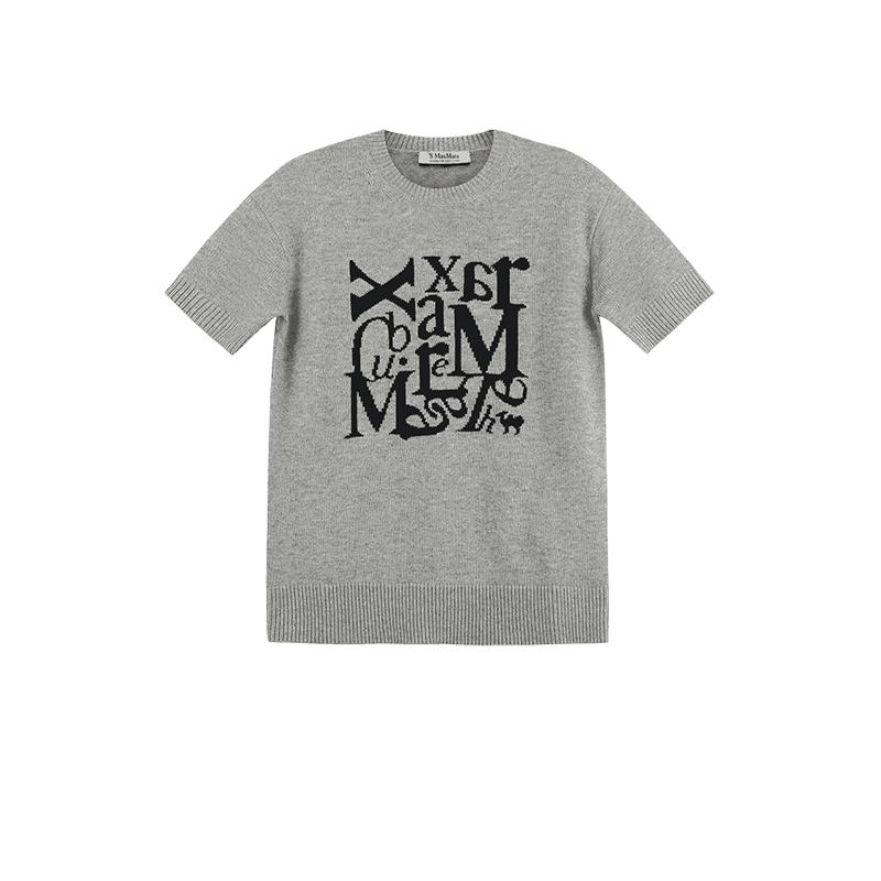 【自营】S Max Mara 女士嵌花LOGO圆领短袖针织衫毛衣 FELICIA