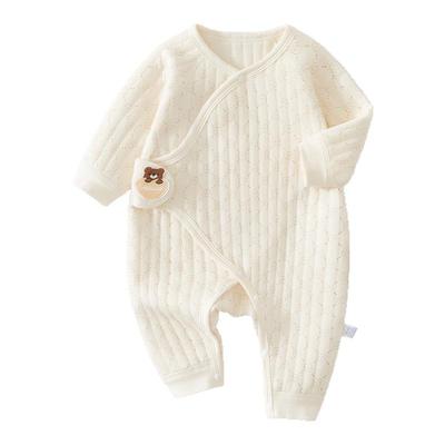 布佑 婴儿连体衣秋冬纯棉夹棉新生儿 保暖蝴蝶衣哈衣爬服52-66码