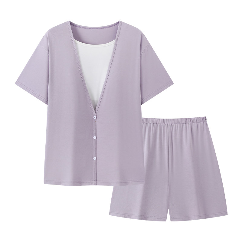 莫代尔孕妇睡衣短袖月子服套装
