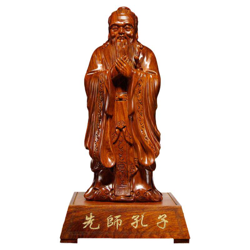 木雕摆件实木花梨玄关祝福孔子像
