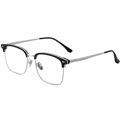 纯钛半框变色防蓝光可配度数眼镜