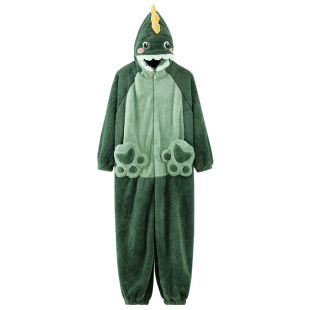 珊瑚绒连体睡衣情侣装一男一女加厚加绒女学生可爱恐龙冬季家居服