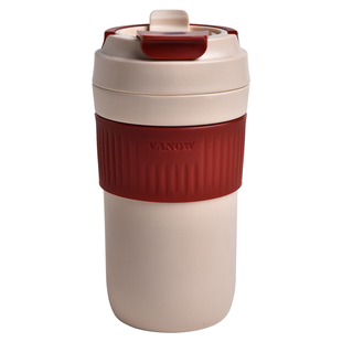 Vanow保温杯女生高颜值咖啡杯陶瓷内胆吸管杯子外出水杯马年礼物