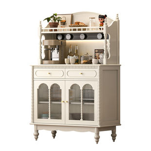 奶油风实木餐边柜靠墙一体储物柜美式客厅酒柜法式小尺寸2026新款