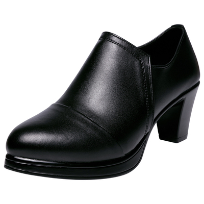 春秋真皮单鞋粗跟大小