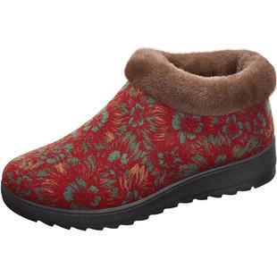 老北京布鞋女冬加绒防滑加厚老人奶奶老太太老年妈妈羊毛保暖棉鞋