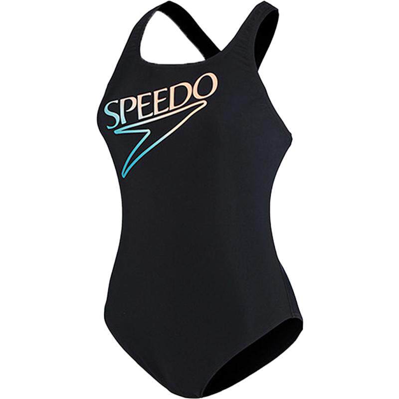 Speedo/速比涛温泉泳衣女士性感修身显瘦黑防晒海边三角连体泳装