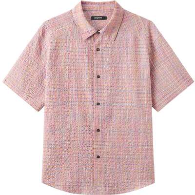 gxgjeans男装  肌理感彩色翻领撞色时尚短袖衬衫宽松外套26夏新品