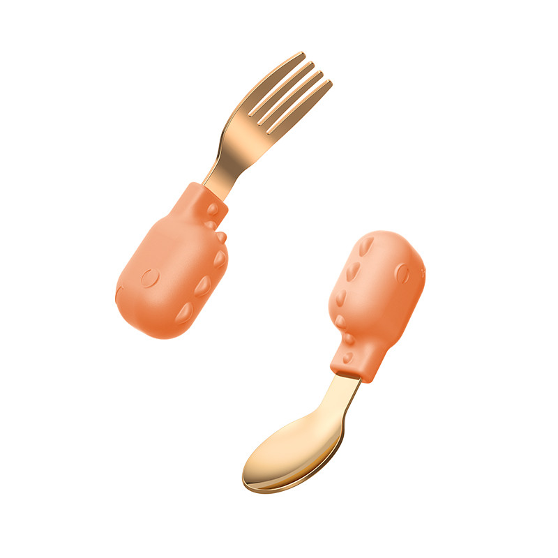 garkoko316不锈钢训练学吃饭勺叉子短柄小宝宝辅食一岁婴儿童餐具