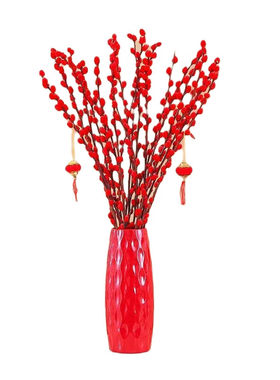 银柳真花鲜枝年宵花客厅摆件干花盆栽抱抱桶红色花卉干枝水培植物