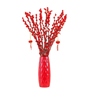 银柳真花鲜枝年宵花客厅摆件干花盆栽抱抱桶红色花卉干枝水培植物