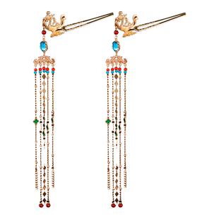 古风汉服发饰步摇凤钗手工百搭优雅气质唐风敦煌异域风长流苏发钗