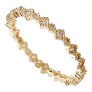 18K黄金莫桑石D色小众满钻排钻戒指设计感简约纯银气质叠带温柔