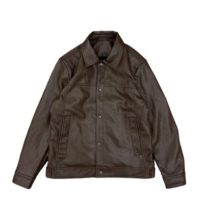 田先生翻领修身加绒加厚男士皮衣