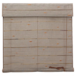 亚麻兔尾草半遮光窗帘风水帘可升降卷帘软隔断门帘茶室新中式定制