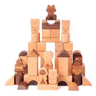 菲加尼大颗粒积木实木早教益智叠叠乐婴幼儿童男女宝宝拼装玩具