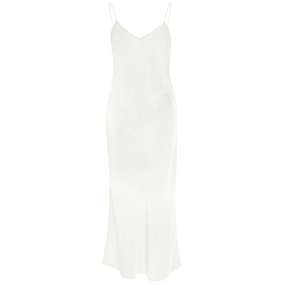 cicidream香槟纯白斜裁长裙