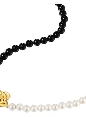 shes茜子巴比耶优雅玫瑰玛瑙工艺珍珠项链轻奢珠宝感颈链锁骨链女