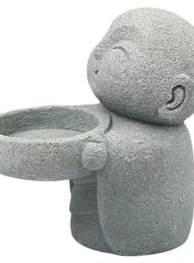 高档创意烛台摆件小和尚中式复古禅意装饰办公室桌面茶室茶桌摆件