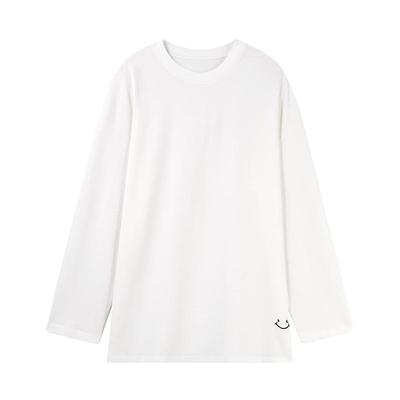 秋水伊人白色T恤女纯棉长袖上衣