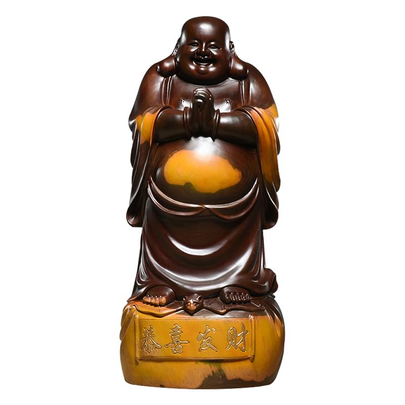刺史供奉恭喜发财红木弥勒佛像