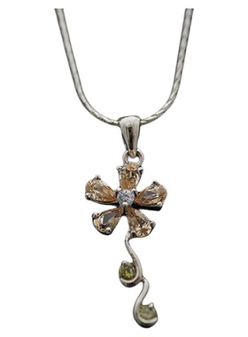 宝石水晶花瓣高级镶嵌吊坠