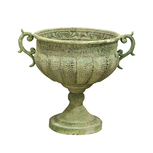 欧式美式复古花瓶花器阳台植物装饰仿古做旧铁艺奖杯花盆园艺摆件