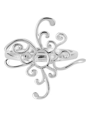 纯银戒指空托镶嵌随形和田玉石