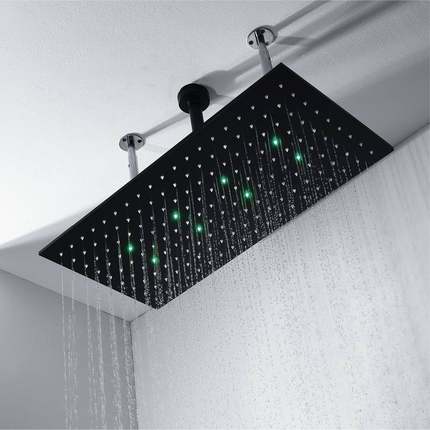 HIDEEP黑色长方形暗装冷热LED淋浴套装厂家直销HI05073B