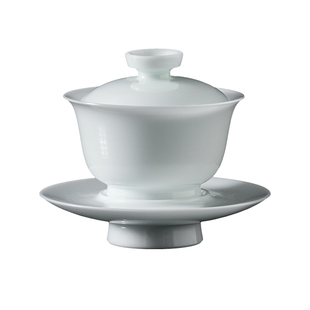 妙莲天香陈鹏程大师手拉坯三才盖碗单个高档泡茶专用白瓷茶具茶碗