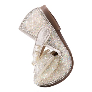 ABC公主鞋女童儿童小皮鞋2026新款春季水晶女孩女宝闪亮晶晶礼服