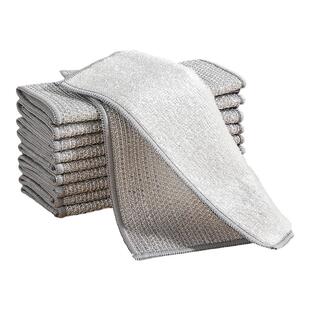 美丽雅钢丝洗碗布不沾油钢丝球抹布厨房专用双面银丝清洁布金属丝