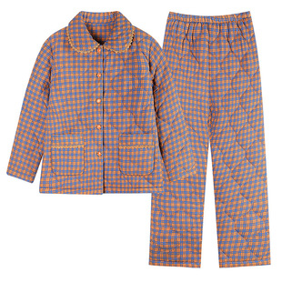 浪莎睡衣女冬季纯棉三层加厚夹棉2025新款冬天加绒保暖家居服套装