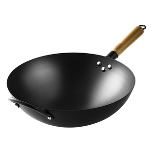 张小泉传统老式铁锅无涂层纯铁锅家用炒菜锅圆底防滑爆炒锅明火用