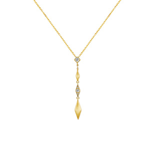 sanswood森吾《卢浮晚宴》菱形拉丝Y字吊坠项链轻奢晚宴毛衣链