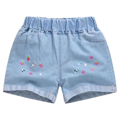 儿童夏季百搭刺绣软牛仔短裤