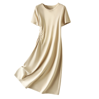 简约气质A字纯色抽褶设计