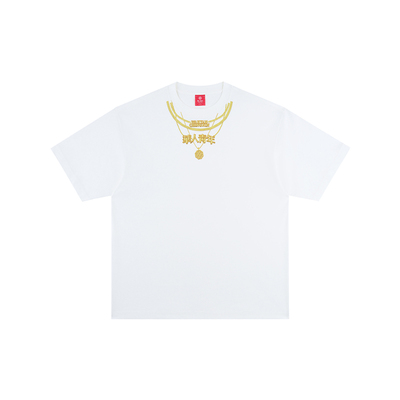 华人青年项链数码印花短袖T恤