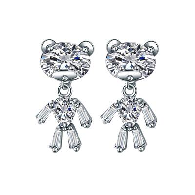 卡通韩国气质可爱水晶小熊女耳钉