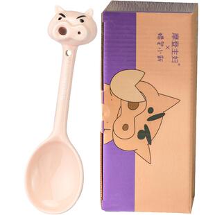 【摩登主妇&蜡笔小新】左卫门陶瓷勺子长柄家用卡通汤勺可爱调羹