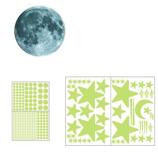 月球星星夜光墙贴儿童房卧室星空背景荧光自粘贴纸宿舍墙面装饰品