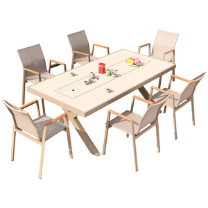 远茂户外烧烤桌椅组合别墅庭院室外露天铝合金电烤炭烤台防水防晒