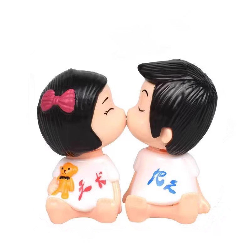 亲嘴娃娃蛋糕装饰摆件七夕节情人节情侣天长地久结婚生日烘焙插件