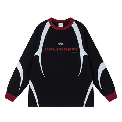 FUJAM儿童潮牌美式拼色印花长袖球衣风T恤少儿街舞hiphop演出服装