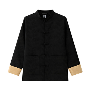 半墨大码男装新中式立领夹克男春季新款中国风提花盘扣唐装外套男