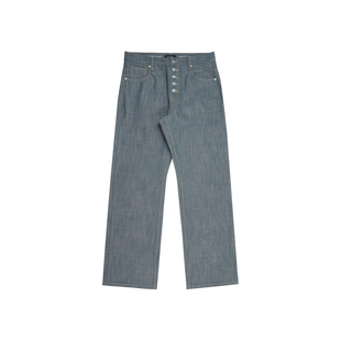 haonanhuang 五连麦穗扣HISHITOMO菱友风直筒湖水绿原牛牛仔裤