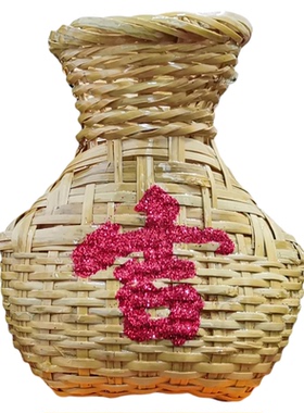 竹鱼篓创意摆设精品纯手画彩绘